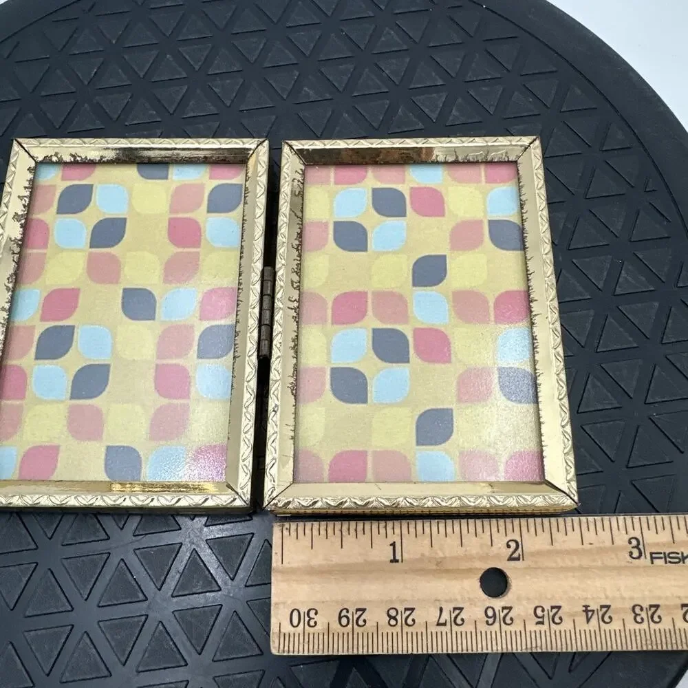 Vintage Bi-Fold Mini Brass Picture Frame For 2.5.x3 .5 in